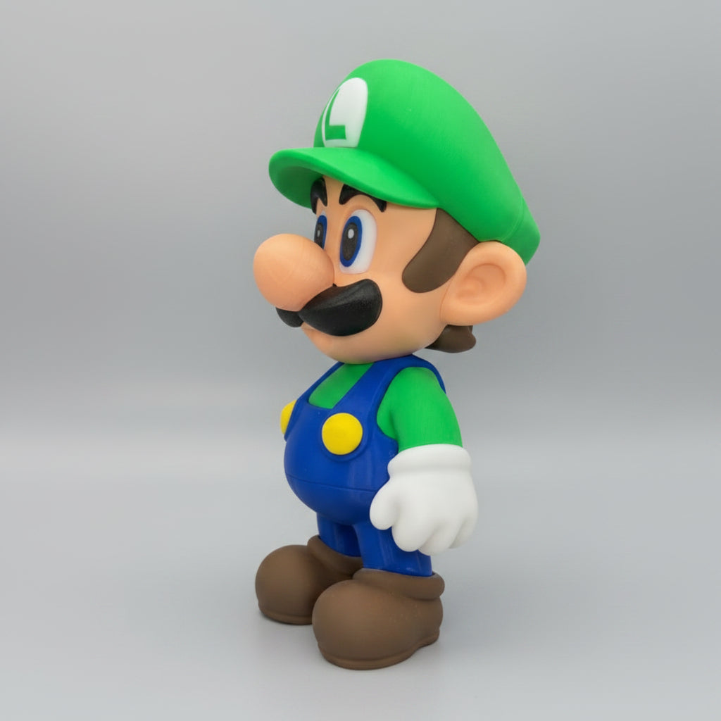 Luigi Chibi Display Figure — 3D Printed, 19cm