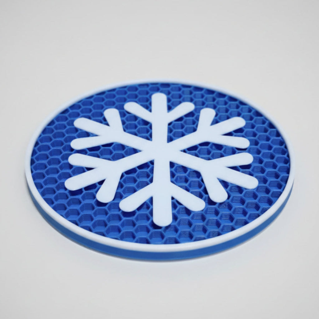 Snowflake Coaster Set — 3D Printed Drinkware with Holder