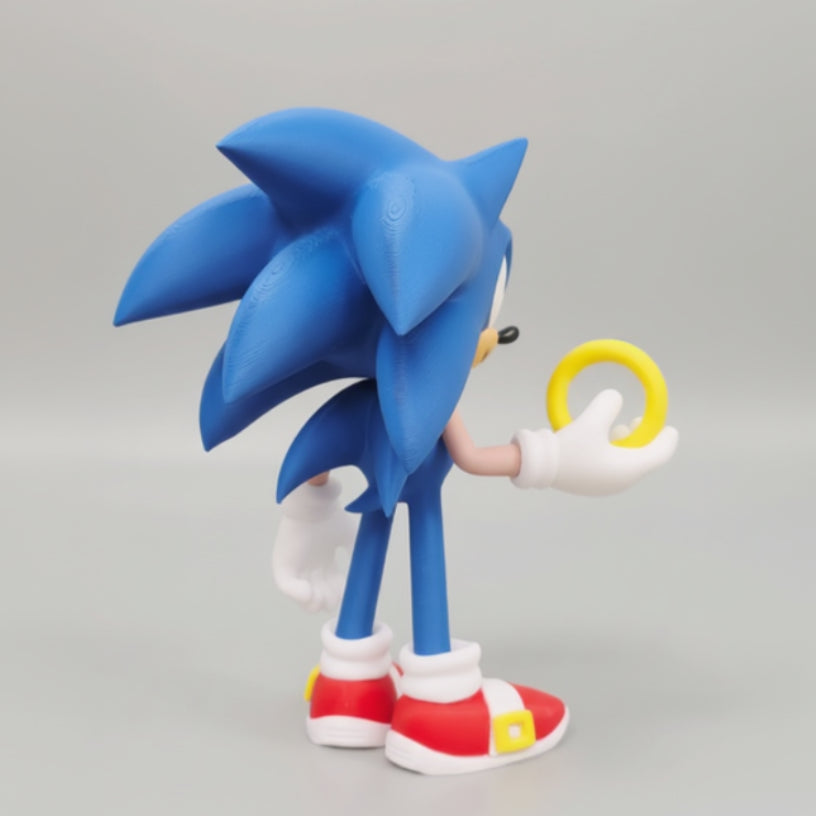 back view of sonic the hedghog on a grey background